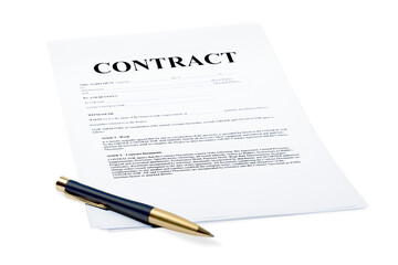 ballpoint pen on top of a financial contract