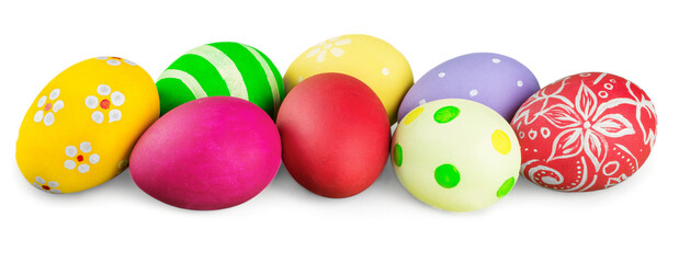 Wall Mural - Easter eggs isolated on white