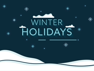 Canvas Print - Winter Holidays Font With Snowflakes Decorated On White And Blue Background.