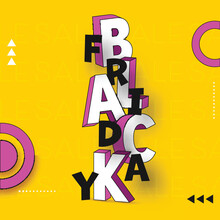 Stylish Black Friday Text Against Yellow Sale Pattern Background.