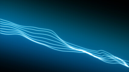 Fototapete - line graphics Digital wave background abstract Concept of futuristic animation.Futuristic neon glowing surface