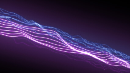Fototapete - line graphics Digital wave background abstract Concept of futuristic animation.Futuristic neon glowing surface