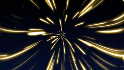 Wall Mural - Line shape Neon golden Light dark blue sky Simple. Cyber Futuristic Speed zoom Motion graphic. Backdrop beam blur Flare.Abstract Light fast night Background. Modern Glow color magic