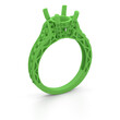 Wax 3D print jewelry model of engagement ring. 3D rendering