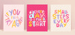 © tanyabosyk - Hand drawn set of vector motivational quotes. The inscriptions: every day is a fresh start, small steps every day, if you fail try again. Self care lettering concept.