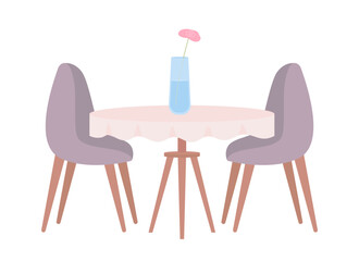 Fototapete - Dining table with flower vase semi flat color vector object. Editable element. Full sized item on white. Cafe arrangement simple cartoon style illustration for web graphic design and animation