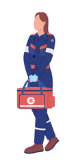 Poster - Paramedic semi flat color vector character. Editable figure. Full body person on white. First aid. Emergency service simple cartoon style illustration for web graphic design and animation