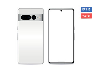 Wall Mural - Realistic vector flat Google Pixel 7 Pro mock-up with blank screen isolated on white background. Scale image any resolution