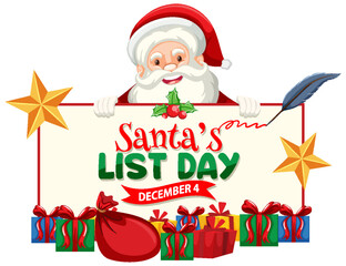 Canvas Print - Santa's list day text banner design