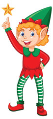 Canvas Print - Cute kid wearing elf costume cartoon