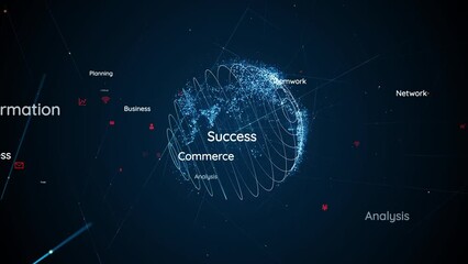 Aufkleber - Business keywords and communication network. Search engine.