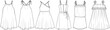 © SQB Creation  - girls strappy dress flat sketch vector illustration a line summer beach dress, sundress technical cad drawing template