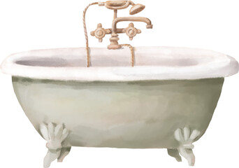 Old vintage bathtub illustration