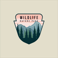 Wall Mural - outdoor wildlife emblem logo vector illustration template icon graphic design. forest and nature sig