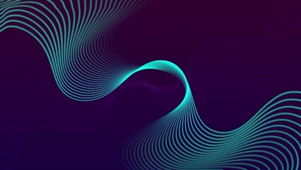 Wall Mural - perspectives of soul geometry, abstract wave and line background, neon glow blue, purple, violet, 3d rendering, modern, digital, (looping background)