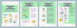 Preventing hacking attacks green brochure template. Social engineering. Leaflet design with linear icons. Editable 4 vector layouts for presentation, annual reports. Arial, Myriad Pro fonts used