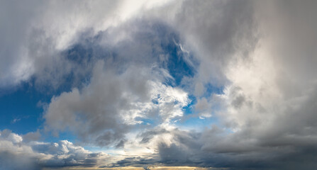 Wall Mural - fantastic soft thunderclouds, sky panorama