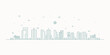 © 7AM - Cityscape. Modern flat line landscape vector. City landscape line art illustration with building, tower, skyscrapers. Vector illustration.