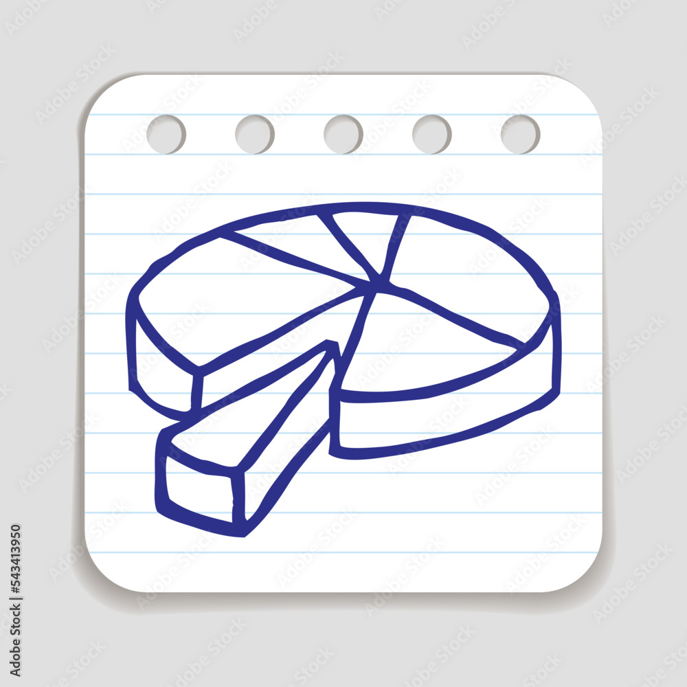 Vetor Doodle Pie Chart icon. Blue pen hand drawn infographic symbol on ...