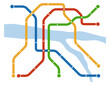 Color routes map. Transport motion city scheme