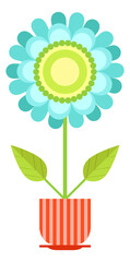 Poster - funny blue blooming plant. green nature element