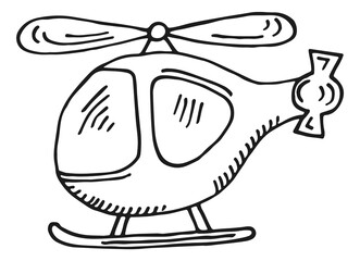 Sticker - Cute helicopter toy. Hand drawn kid aircraft