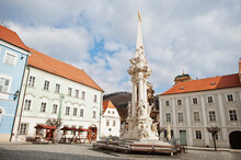 Statue of the Holy Trinity. Main Square in Mikulov in Czech Republic.