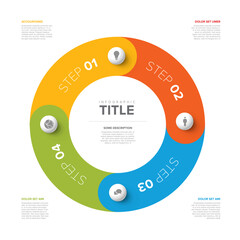 Poster - simple light infographic cycle with four spheres with icons elements