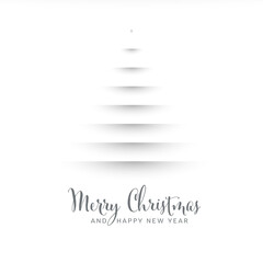Wall Mural - christmas card with tree made from paper cut stripes