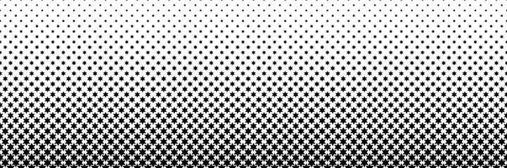 Poster - horizontal black halftone of star design for pattern and background.