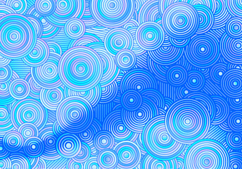 Poster - Abstract winter holidays background with circles and lines of various widths in ice blue color for Christmas and New Years eve celebration. Optical illusion Christmas background.