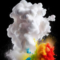 Poster - explosion of colors. colored powder, paint splash and ink on black background. abstract art. white, 