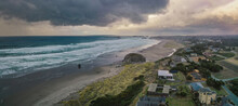 Panorama Of Oceanfront Homes At The Oregon Coast In Bandon