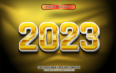 Wall Mural - 2023 3d gold text effect template design new year