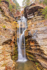 Sticker - Overcast view of the waterfall in Dogwood Canyon Nature Park