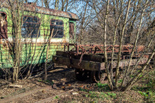 Old Rusty Railway Equipment At An Abandoned Station