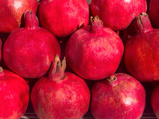 Poster - Group of pomegranates. Pomegranate closeup, background. 