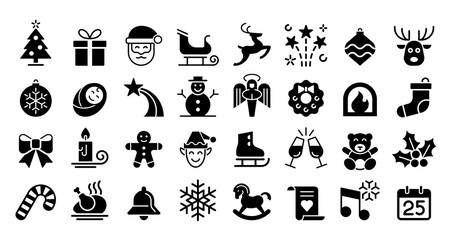 Wall Mural - collection of christmas icons on white background. vector