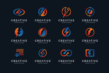 creative power electric logo design set