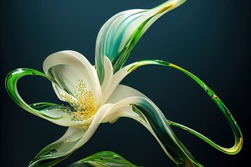 Wall Mural - intricate morphing of a blooming peoni flower into liquid dripping thick melting