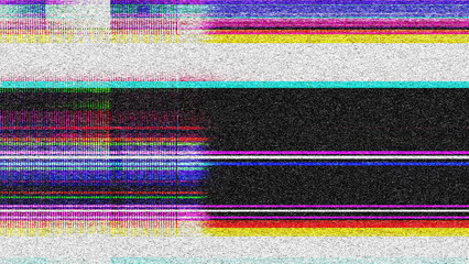 Glitch camera effect. Retro VHS background. Old video template. No signal. Static TV noise, bad TV signal.