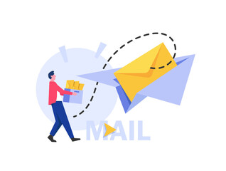 Poster - email and messaging,email marketing campaign,working process, new email message,flat design icon vec