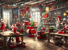 The Christmas Toy Factory Is A Busy Place. Filled With The Hustle And Bustle Of Elves Working Hard To Create Toys For Boys And Girls Around The World. The Atmosphere Is One Of Excitement And Happiness