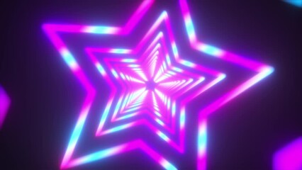 Poster - Stars neon tunnel. Computer generated 3d render