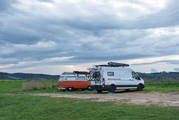 Campervan sunrise. Surf and bike