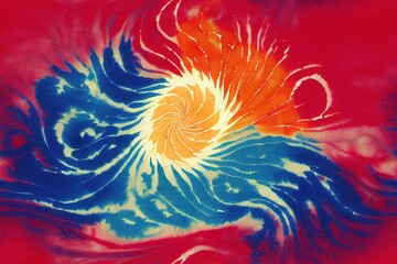 Wall Mural - White Orange Swirl. Woman Swirl Watercolor. White Bright Shibori. Spiral Heat Batik. Blue Seamless Batik. White Orange Dirty Nature. Orange Heat Background Snow Spiral Swirl. Colorful Winter Tie Dye.