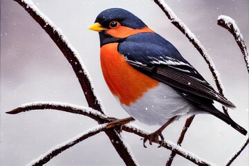 Poster - American Robin in newly fallen snow