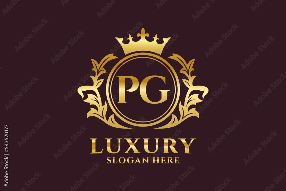 Initial PG Letter Royal Luxury Logo template in vector art for ...