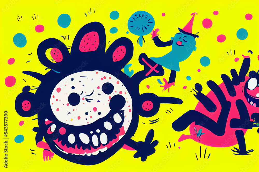 Cartoon illustration happy character face brightful colors Stock ...