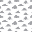 © BlaBla - six shapes of grey cloud cartoon object seamless pattern on white background, vector illustrator